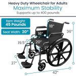 Vive Heavy-Duty Bariatric Wheelchair with Foldable Design