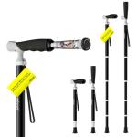Adjustable Folding Canes with Pill Box - Black