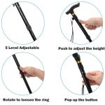 Comfkey Adjustable Lightweight Folding Walking Stick