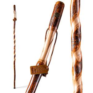 Rustic Twisted Hickory Walking Stick for Seniors