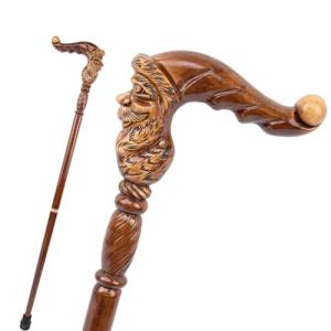 Santa Claus Decorative Brown Wooden Walking Cane