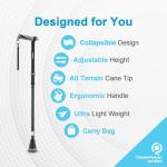 Foldable Adjustable Walking Cane with Heavy Duty Tip