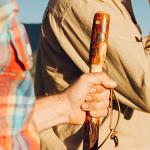 Rustic Twisted Hickory Walking Stick for Seniors