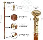 Vintage Brass Handle Folding Walking Stick Cane