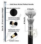 Vintage Wooden Walking Cane with Brass Handle