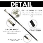 Vintage Wooden Walking Cane with Brass Handle