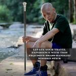 Vintage Wooden Walking Cane with Brass Handle