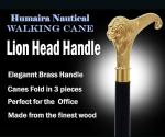 Vintage Solid Brass Lion Head Walking Cane