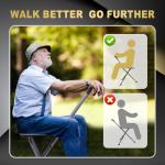 Lightweight Folding Cane Seat with LED Light