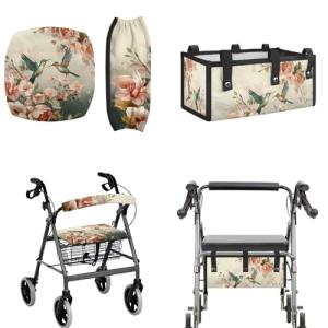 Hummingbird Floral Walker Seat Cushion and Tote
