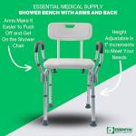 Height Adjustable Shower Chair with Back Support