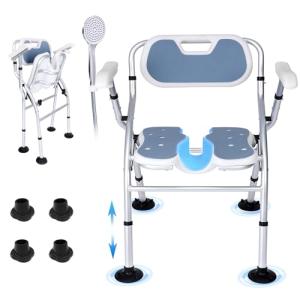 Extra Wide Foldable Shower Chair with Padded Back Support