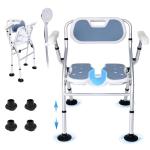 Extra Wide Foldable Shower Chair with Padded Back Support