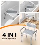 Heavy-Duty Shower Chair with Arms and Back