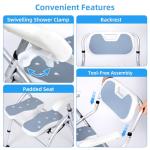 Extra Wide Foldable Shower Chair with Padded Back Support