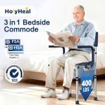 HolyHeal Bedside Commode with Padded Seat and Backrest