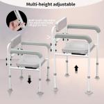 Adjustable Bedside Commode Chair with Padded Backrest
