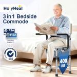 Padded Bedside Commode with Adjustable Height