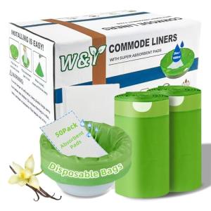 50 Commode Liners with Absorbent Pads and Vanilla