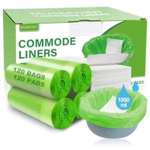 120 Pack Disposable Commode Liners with Absorbent Pads