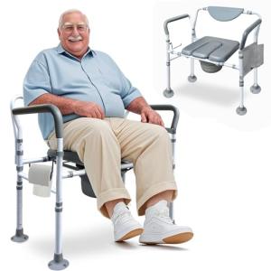 Extra-Wide Bariatric Commode Chair for Seniors