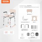 VEVOR Adjustable Commode Chair with Padded Seat