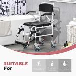Rolling Commode Wheelchair with Detachable Bucket