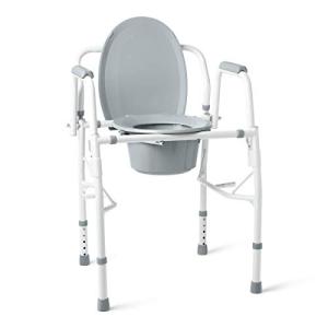 Adjustable Steel Drop-Arm Bedside Commode for Seniors