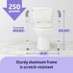 Adjustable Toilet Safety Rail with Armrests for Seniors
