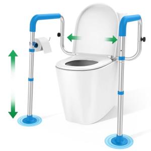 Adjustable Toilet Safety Rails with Non-Slip Foot Pads