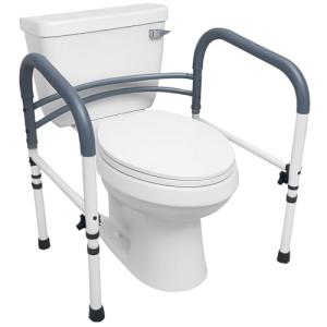 Adjustable Toilet Safety Rails with Padded Handles