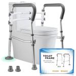 Adjustable Toilet Safety Rails with Foldable Handles
