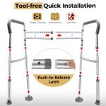 Adjustable Toilet Safety Rails with Foldable Handles