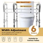 Adjustable Toilet Safety Rails with Foldable Handles