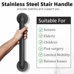 Sturdy Matte Black Grab Bar for Stairs