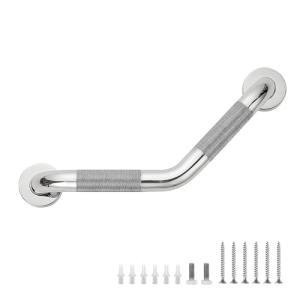 Angled Shower Grab Bar for Seniors in Polished Nickel