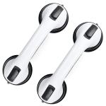 Grab Bars for Bathtubs and Showers, 2 Pack Shower Handle 12 Inch Strong Suction Shower Bar, Safety Bars for Shower Chair, Bathroom Grab Bar for Senior Black White