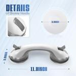 Hshbxd Grab Bars for Bathtubs and Showers, 2 Pack Shower Handles for Elderly with Strong Suction, 12 Inch Bathroom Shower Safety Bars for Seniors and Disabled for Wall
