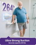 KEKOY 17.5 Inch Suction Grab Bars for Bathtubs and Showers with Indicator 2 Pack- Heavy Duty Safety Shower Handle for Seniors and Elderly, Handicap Bars for Bathroom, No Drilling and Removable, Blue