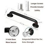 12 Inch Black Stainless Steel Handrail, Safety Grab Bars for Wall, Handicap Grab Bars for Bathroom, Shower, Toilet, RV Handrail, Hand Rails for Indoor Stairs, Stair Railing Indoor & Outdoor (2 Pack)