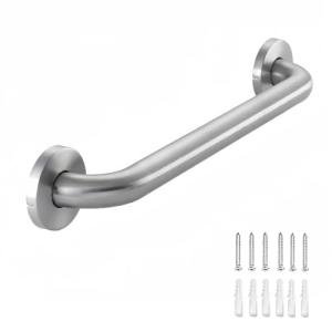 Stainless Steel Bathroom Safety Shower Grab Bar, Anti Slip Bathtubs Grab Bars,Toilet Assist Saft Handle Handrail ADA Compliant 500lbs for Handicap Elderly Senior (Brushed, 12 Inches)