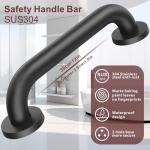 12 Inch Black Stainless Steel Handrail, Safety Grab Bars for Wall, Handicap Grab Bars for Bathroom, Shower, Toilet, RV Handrail, Hand Rails for Indoor Stairs, Stair Railing Indoor & Outdoor (2 Pack)