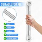 2 PCS Shower Grab Bars for Seniors, 16 Inch Anti Slip Shower Handle, Stainless Steel Bathroom Balance Bar, Safety Hand Rail Support, Assist Bath Handrails for Handicap, Elderly, Pregnant