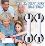 Grab Bars for Bathtubs and Showers, 2 Pack Shower Handle 12 Inch Strong Suction Shower Bar, Safety Bars for Shower Chair, Bathroom Grab Bar for Senior Black White