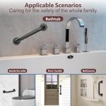 12 Inch Black Stainless Steel Handrail, Safety Grab Bars for Wall, Handicap Grab Bars for Bathroom, Shower, Toilet, RV Handrail, Hand Rails for Indoor Stairs, Stair Railing Indoor & Outdoor (2 Pack)