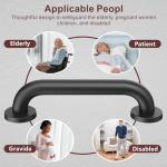 12 Inch Black Stainless Steel Handrail, Safety Grab Bars for Wall, Handicap Grab Bars for Bathroom, Shower, Toilet, RV Handrail, Hand Rails for Indoor Stairs, Stair Railing Indoor & Outdoor (2 Pack)