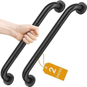 FANHAO 2 Pack Shower Grab Bar, 16 Inch Stainless Steel Bathroom Grab Bar with Anti-Slip Knurled Grip, Shower Handle Bath Handle, Safety Bars for Shower Chair Bench, Senior, Elderly, Handicap