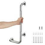 L-Shaped Grab Bars for Shower, 24x12 Inch Stainless Steel Grab Bars for Elderly for Wall Mount, Anti-Slip Knurled Grip Bathroom Safety Rail, Left