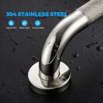 L-Shaped Grab Bars for Shower, 24x12 Inch Stainless Steel Grab Bars for Elderly for Wall Mount, Anti-Slip Knurled Grip Bathroom Safety Rail, Left