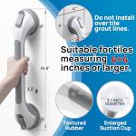 LEVERLOC 2 Pack Shower Grab Bars for Bathtubs and Showers, Easy to Install Suction Shower Handles for Bathroom Removable Handrails for Seniors Elderly Heavy Duty Safety Grip Waterproof Drill Free Gray